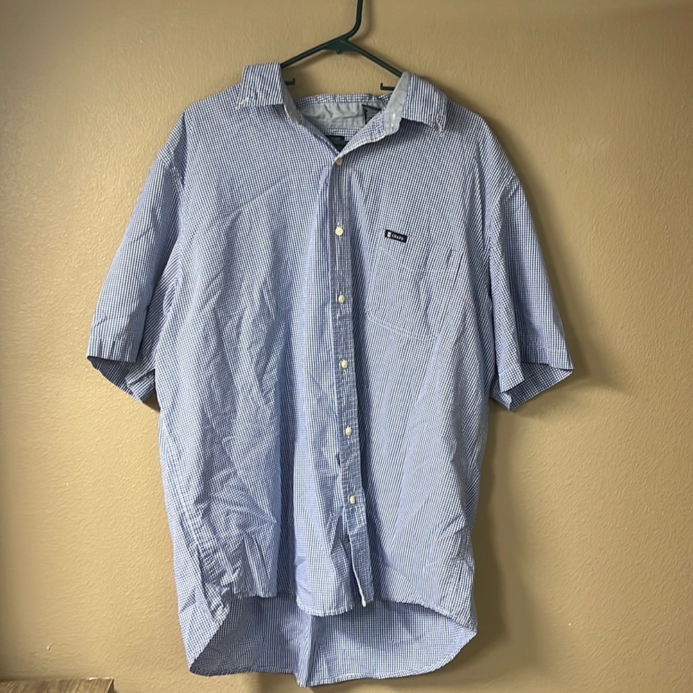 Chaps xxl blue and white button up